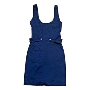 Versace Jeans‎ Womens Blue Tank Button Waist Short Viscose Mini Dress Size US 10